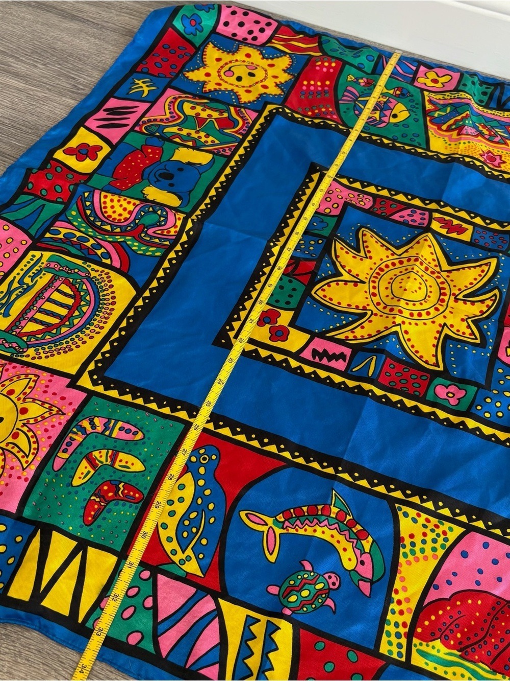 Blue Multicolor Women's Silk-Feel Scarf - Picture 5 of 6